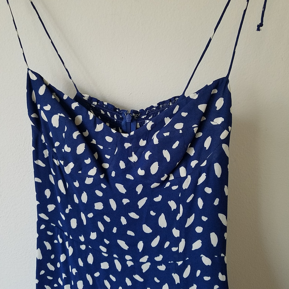 Reformation Juliette Moray Blue Midi Dress Spaghetti Strap Sweetheart Neckline - Picture 8 of 16